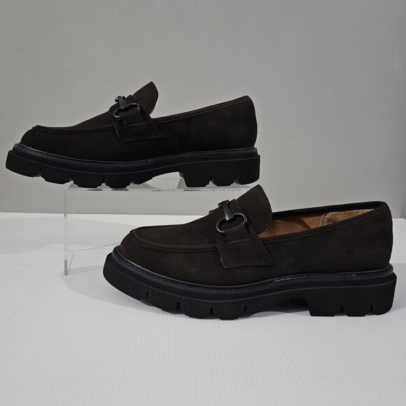 Sofft Satara Chunky Horsebit Loafer Lug Sole Chocolate Brown Suede Size 9.5 - Picture 2 of 12